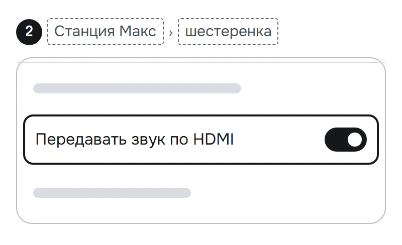 Схема настройки Макс: включена передача звука по HDMI