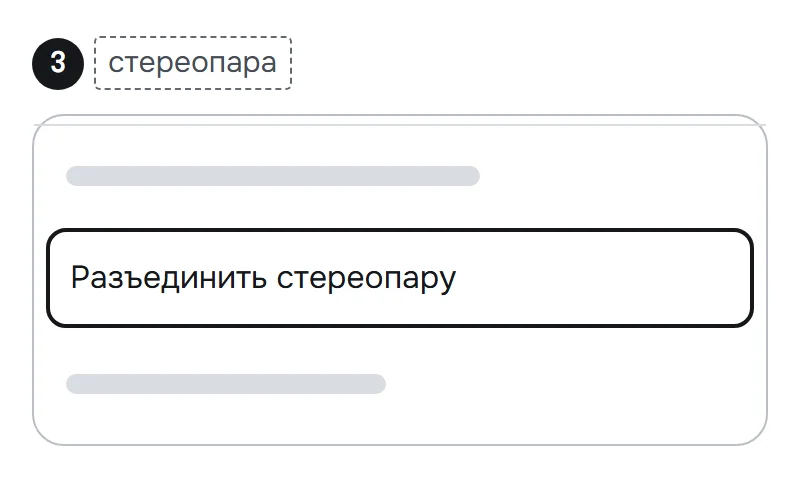 Схема карточки стереопары: выделено разъединение
